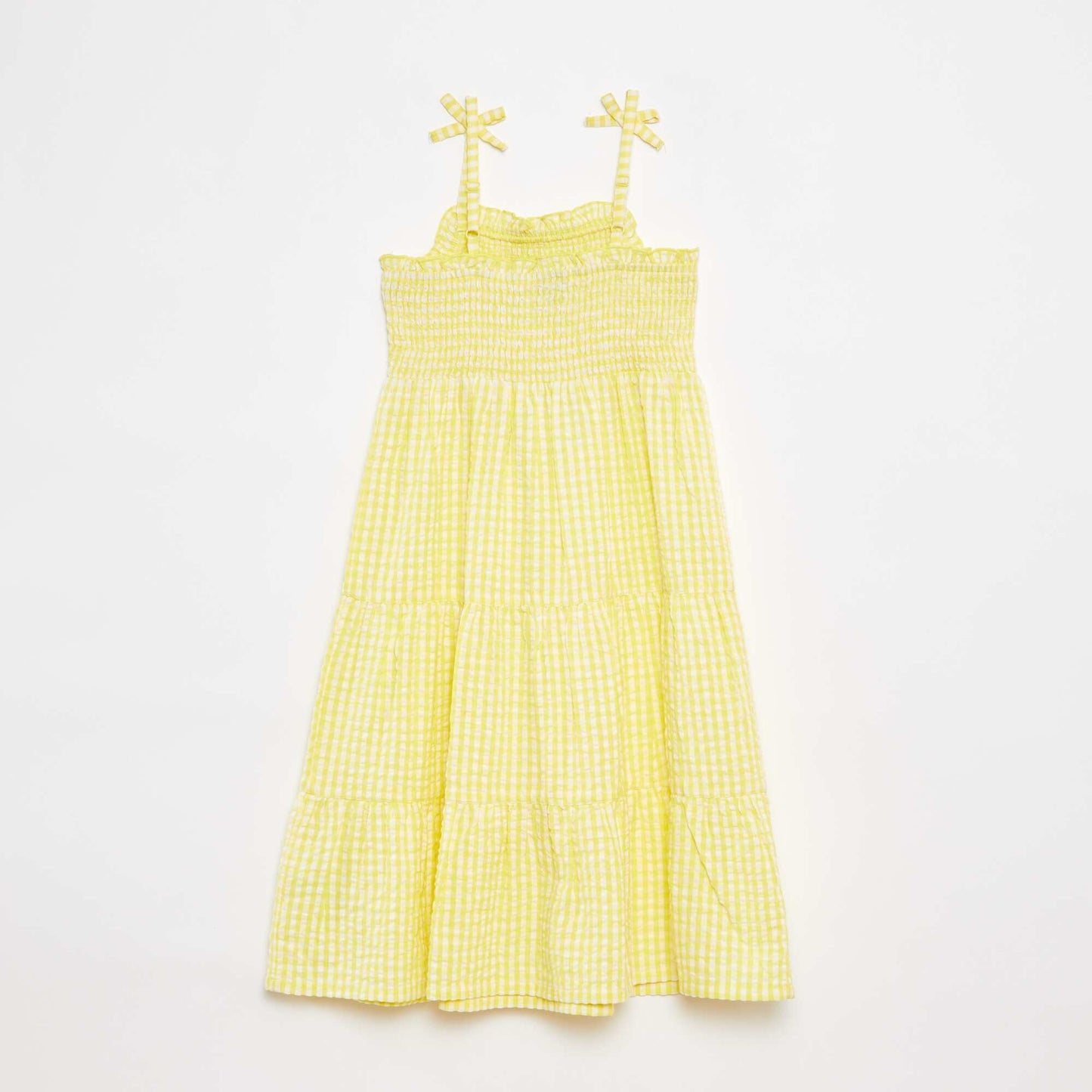 Robe matière crépon avec haut smocké JAUNE