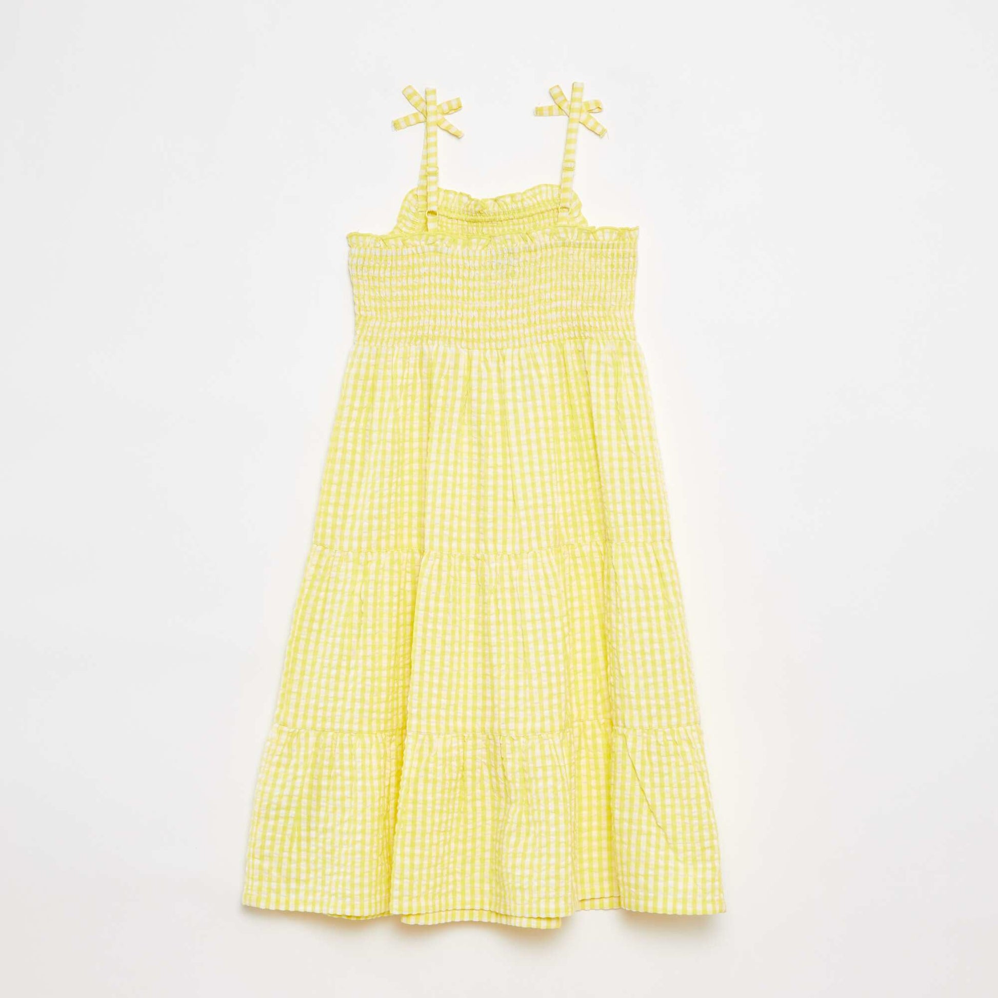 Robe matière crépon avec haut smocké JAUNE