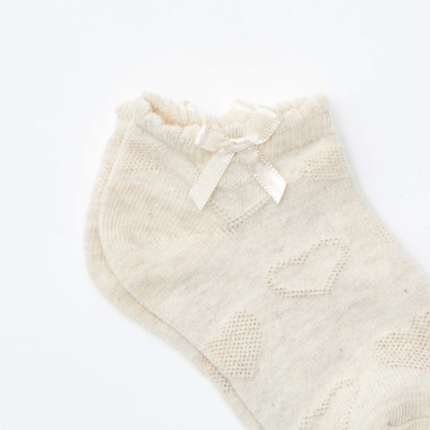 Lot de 3 paires de chaussettes socquettes en maille fantaisie BEIGE