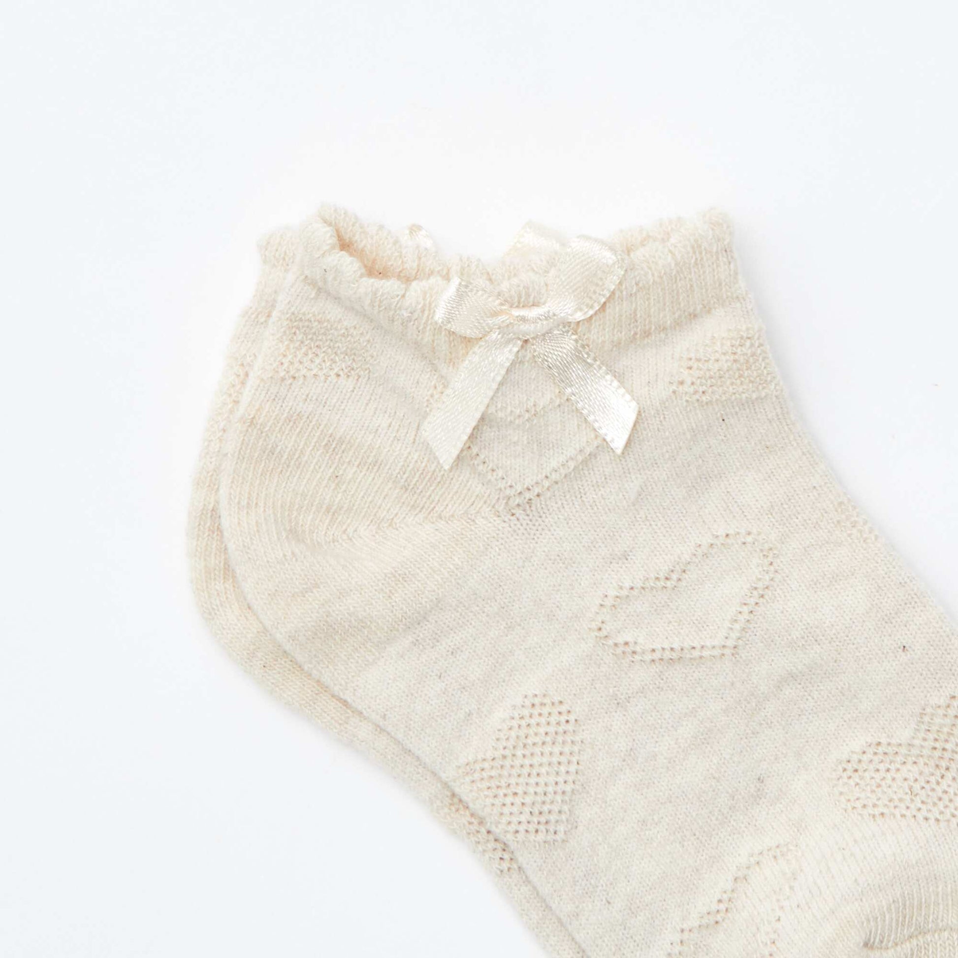 Lot de 3 paires de chaussettes socquettes en maille fantaisie BEIGE