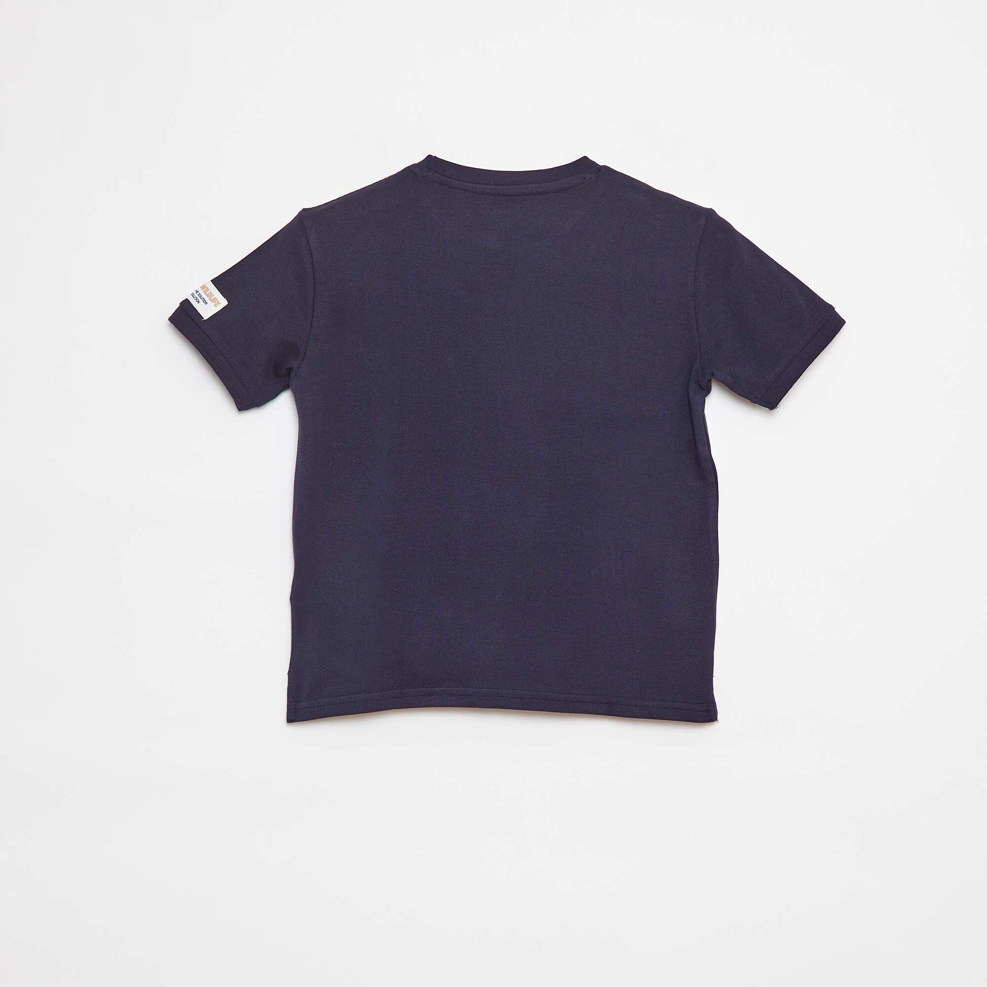 T-shirt en coton piqué BLEU