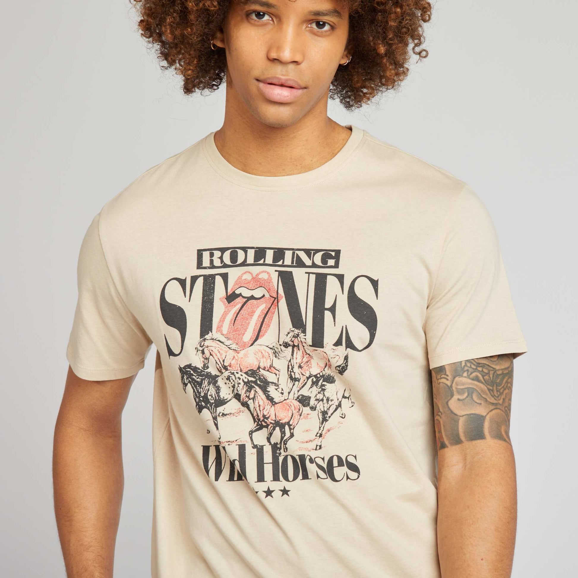 Tee-shirt imprimé 'The Rolling Stones' BEIGE