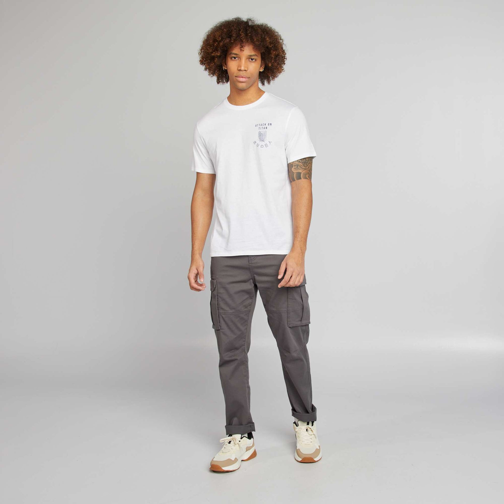 T-shirt 'attaque des Titans' manches courtes BLANC