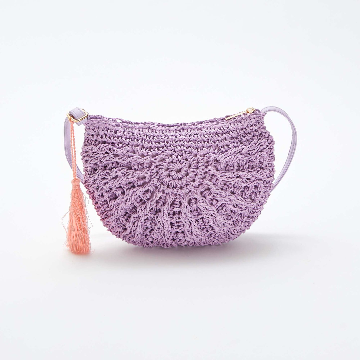 Sac bandoulière effet paille tressée VIOLET