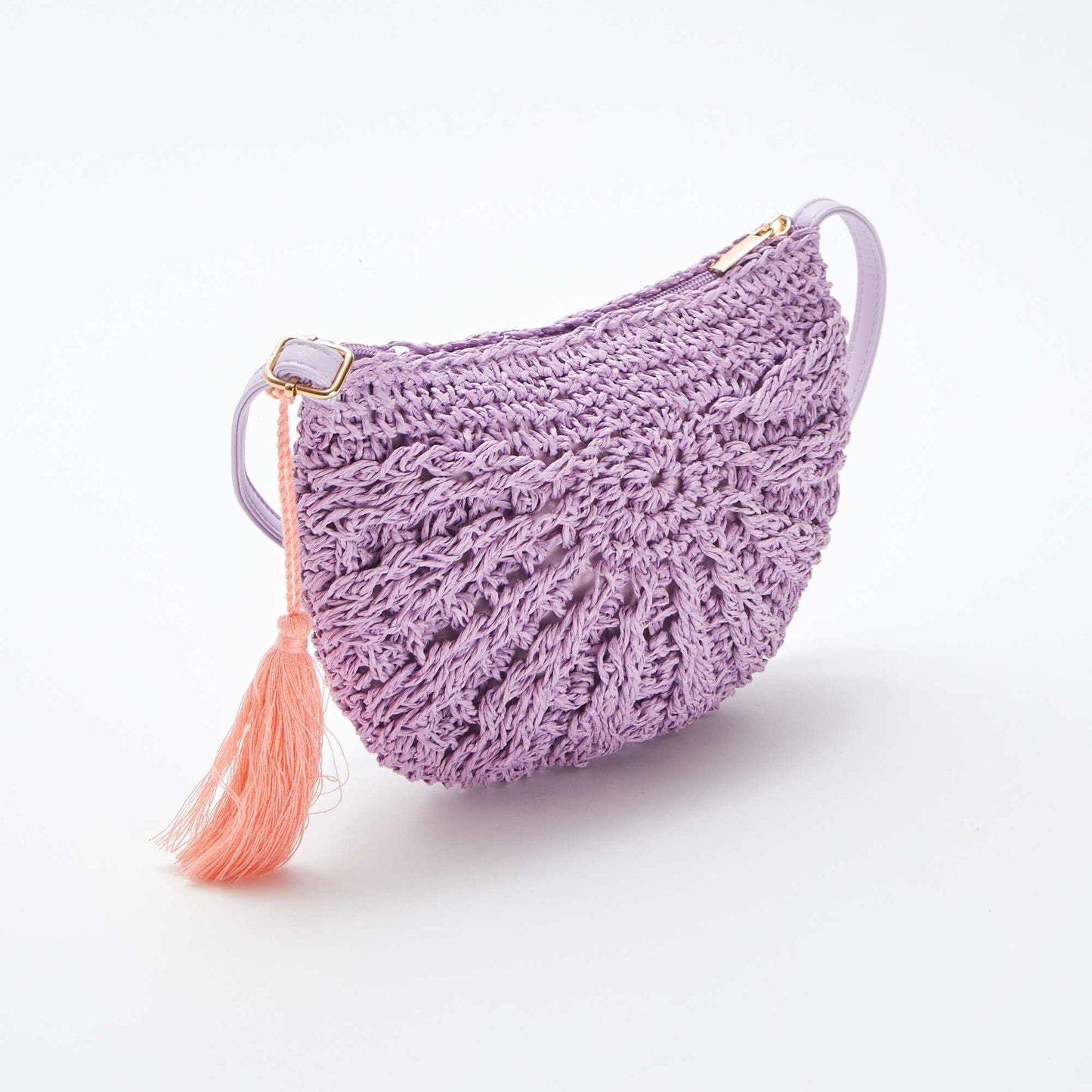 Sac bandoulière effet paille tressée VIOLET