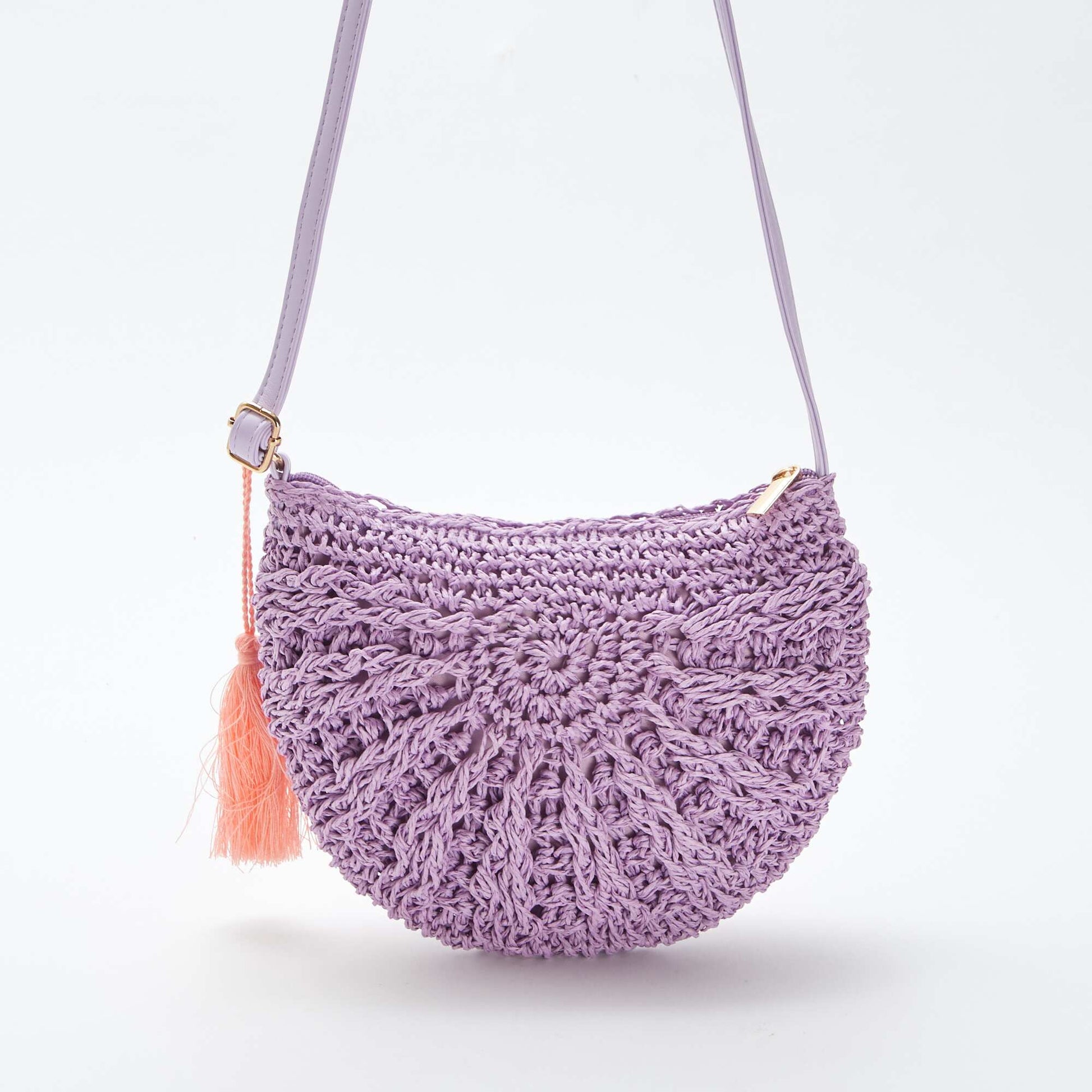 Sac bandoulière effet paille tressée VIOLET