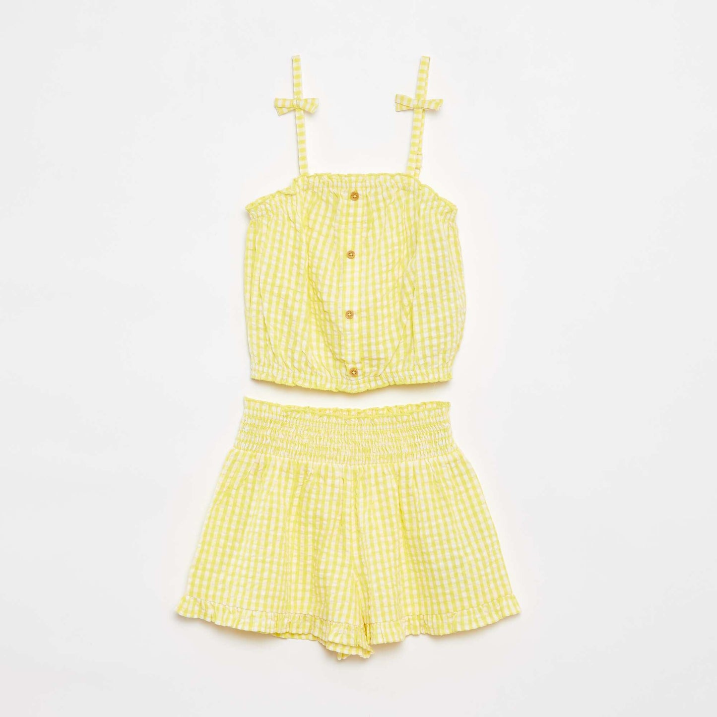 Ensemble top + jupe rayée en matière crêpée - 2 pièces JAUNE