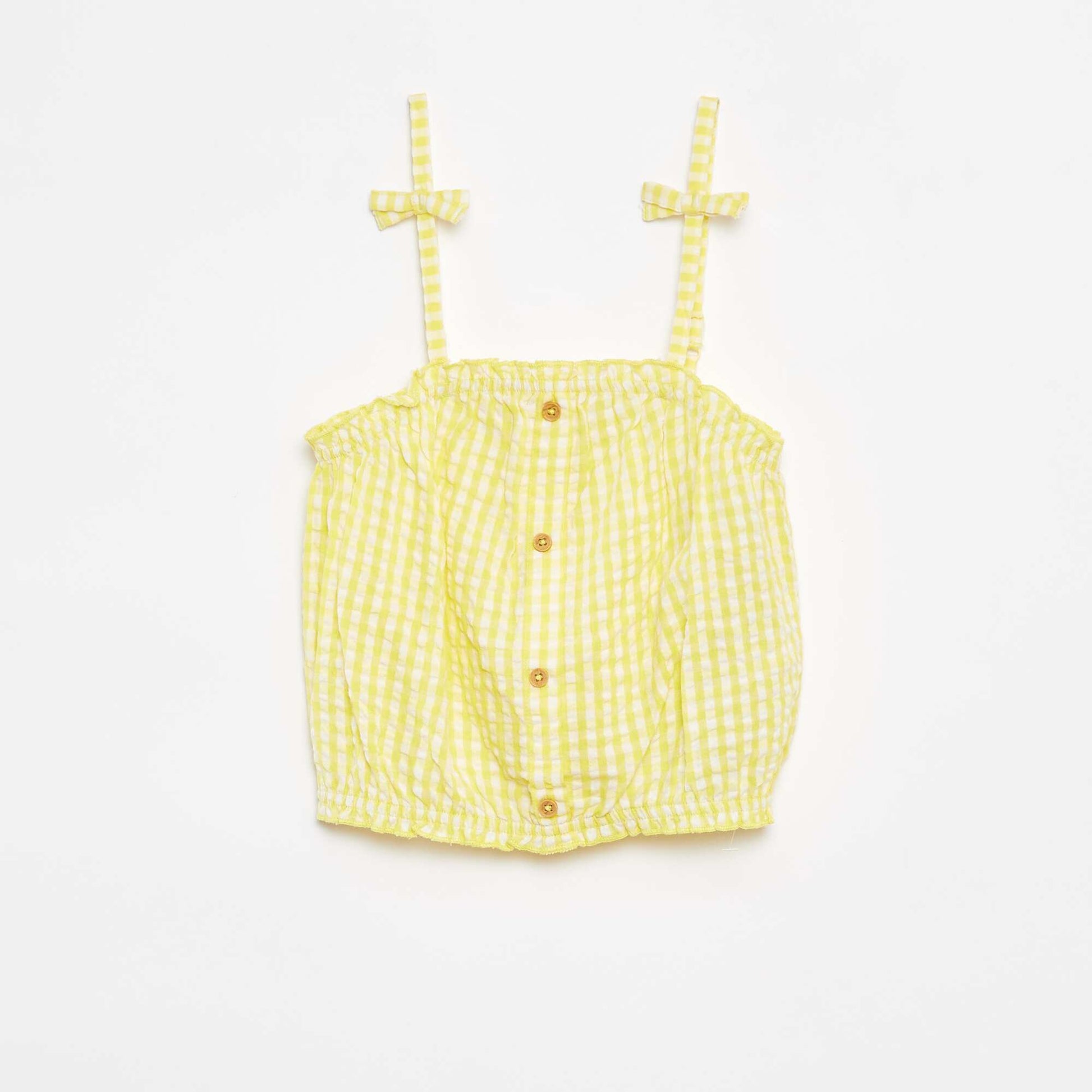 Ensemble top + jupe rayée en matière crêpée - 2 pièces JAUNE