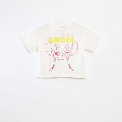 Tee-shirt crop top 'Stitch' BLANC
