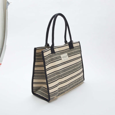 Sac cabas à imprimé rayures NOIR