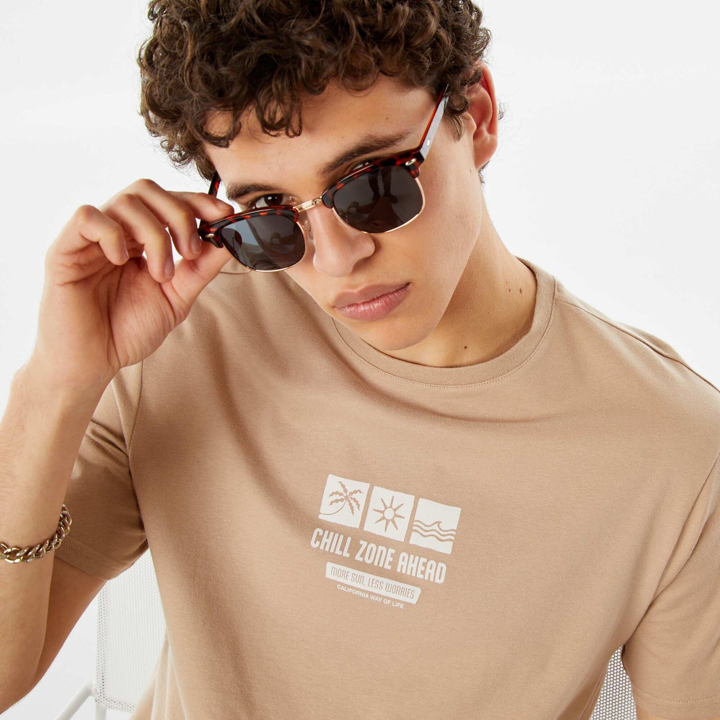 Tee-shirt imprimé à messages BLANC