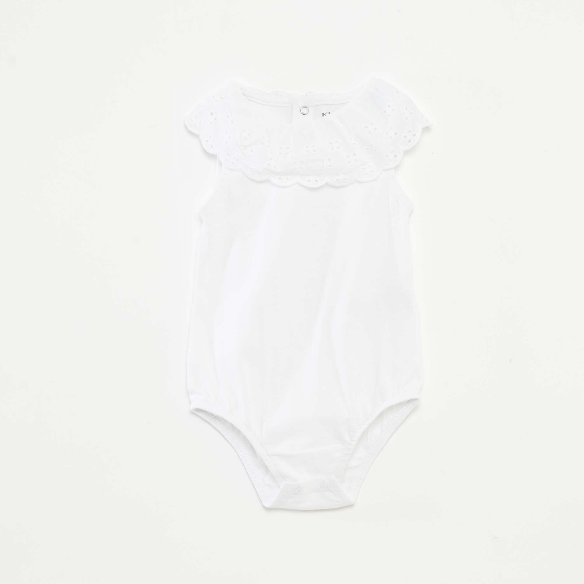 Body sans manches à col large en broderies anglaises BLANC – Kiabi ...