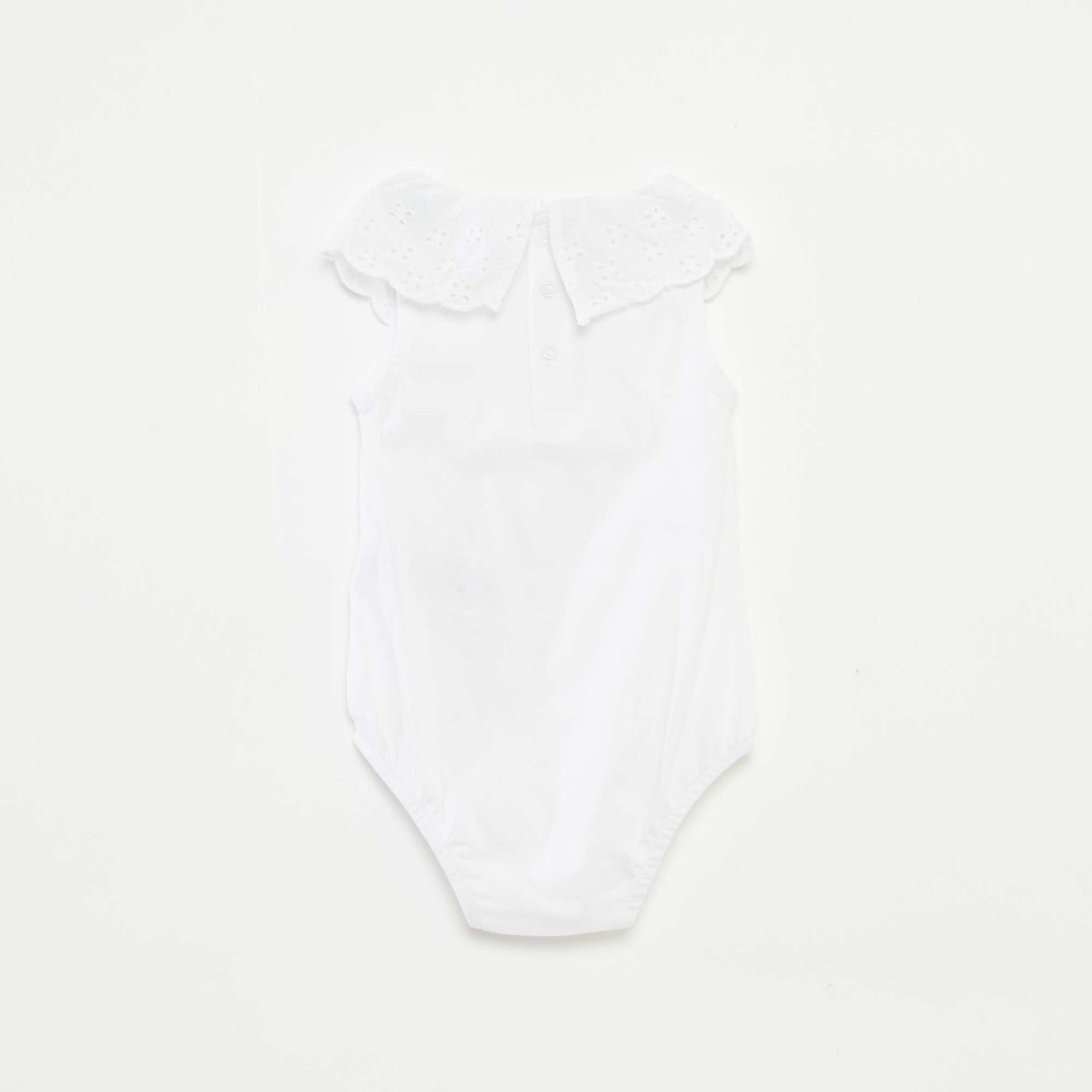 Body sans manches à col large en broderies anglaises BLANC