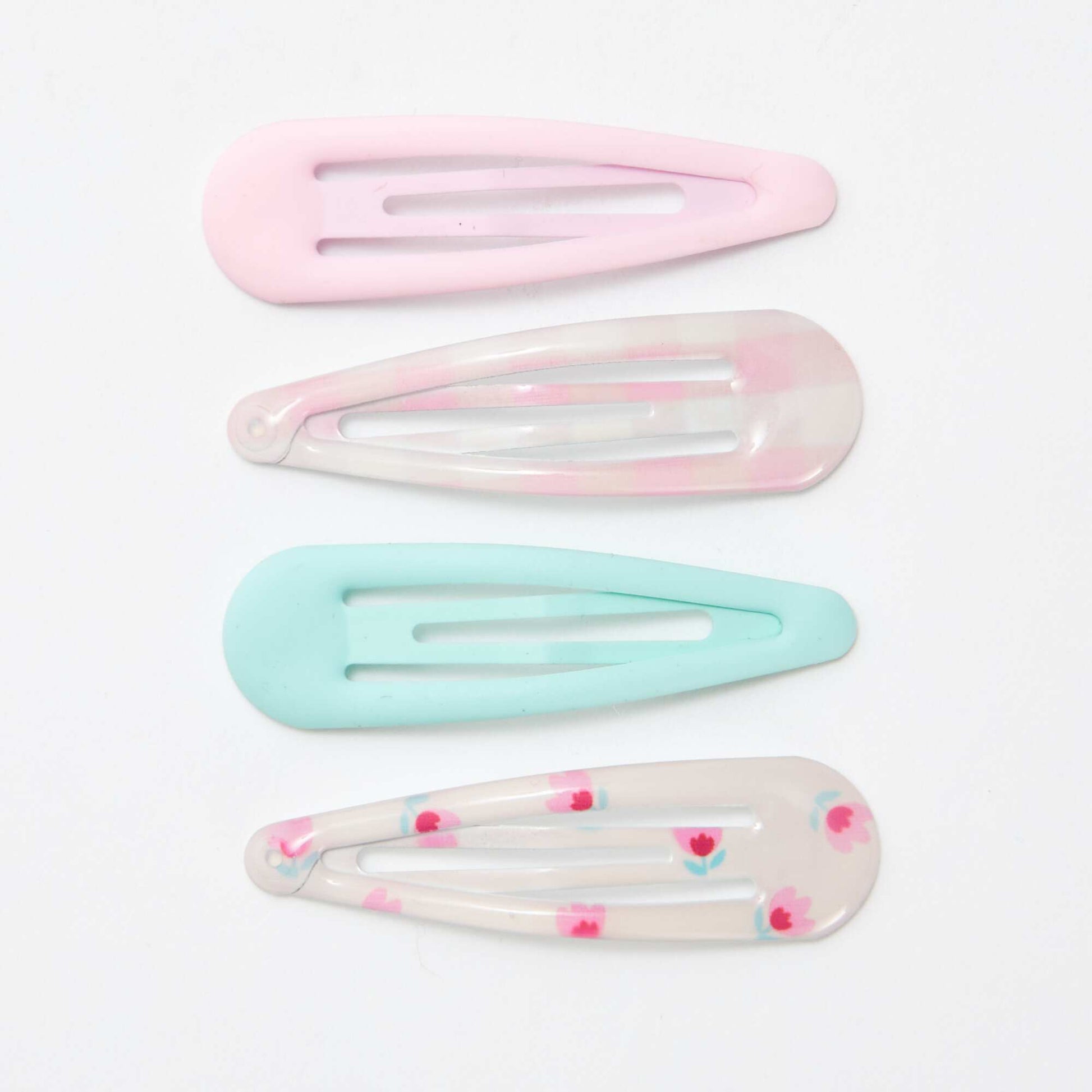 Lot de 4 pinces clic clac ROSE