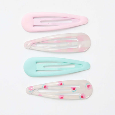 Lot de 4 pinces clic clac ROSE