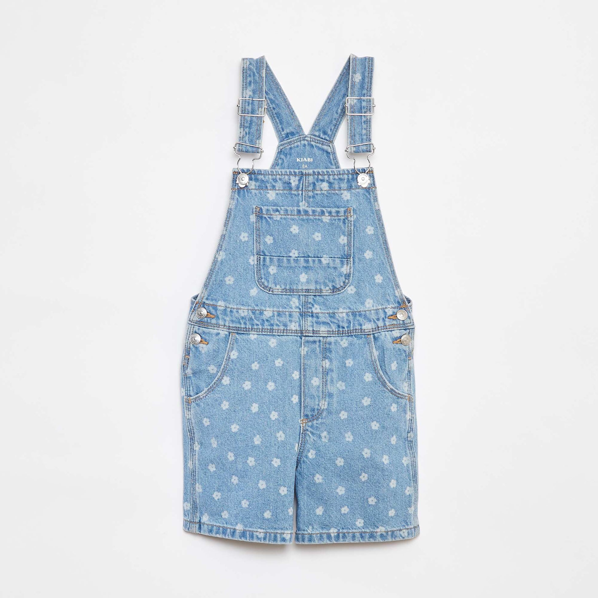 Salopette short en jean  avec poche poitrine BLEU