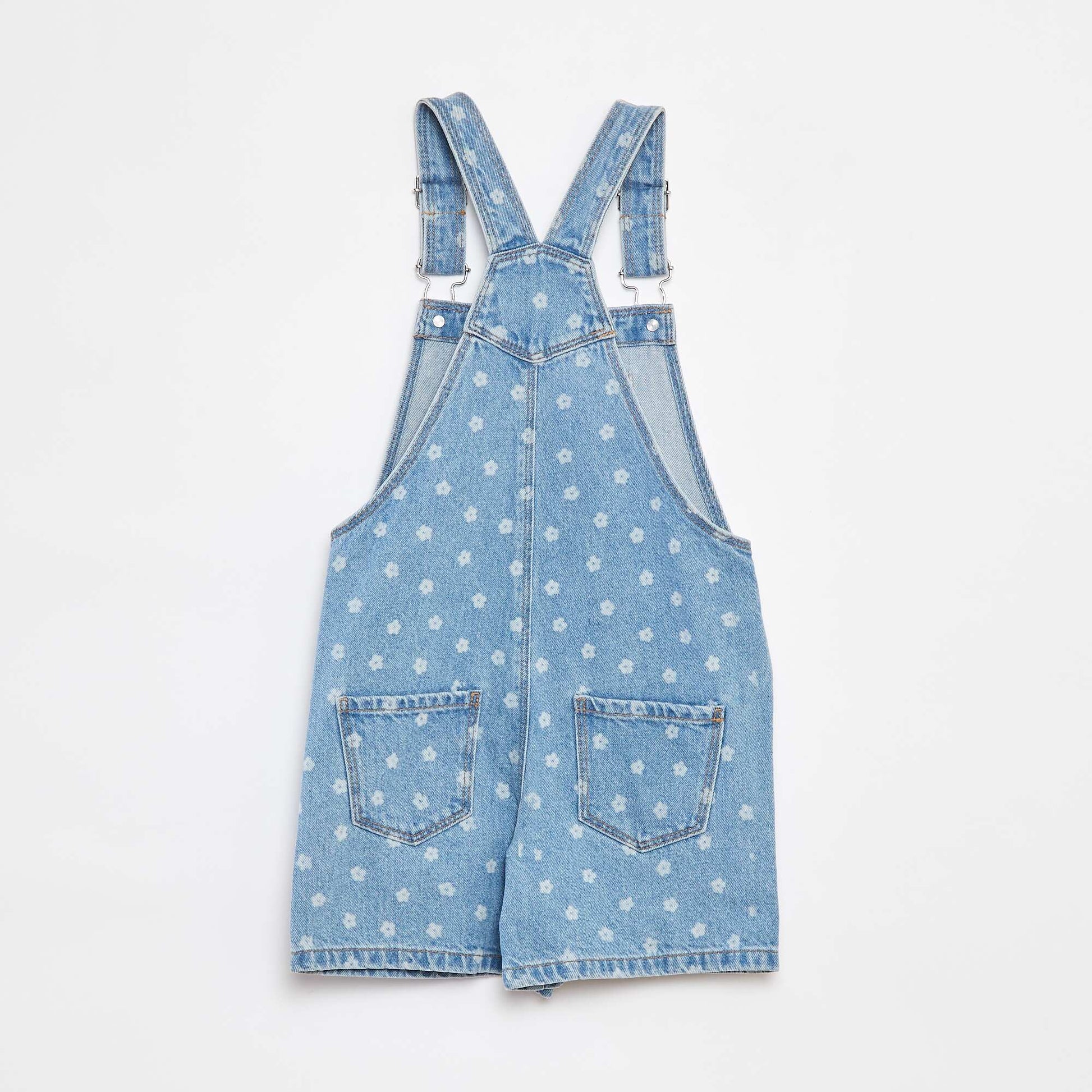 Salopette short en jean  avec poche poitrine BLEU