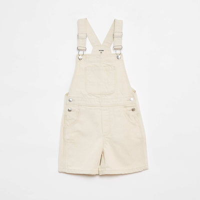 Salopette short en jean  avec poche poitrine BLANC