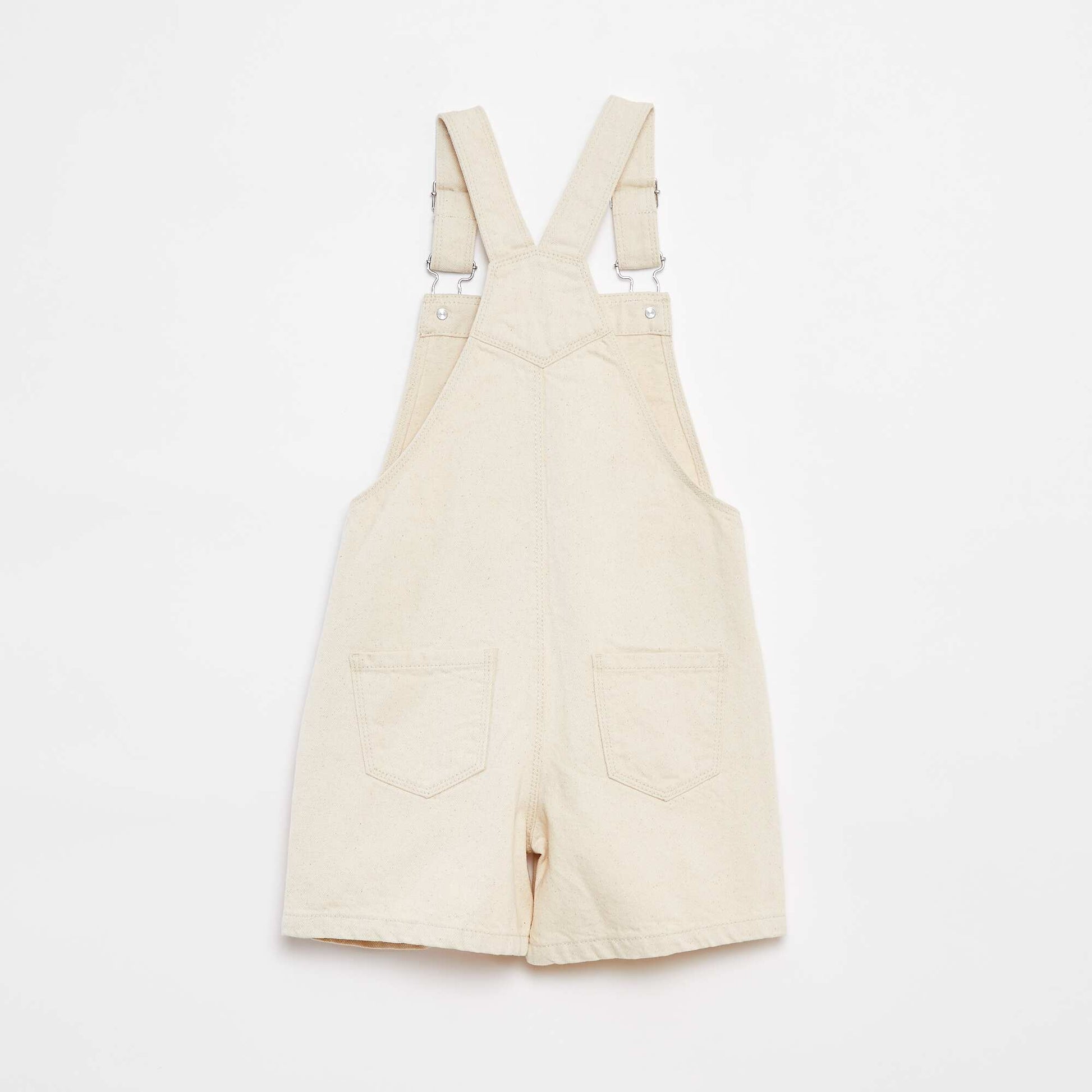 Salopette short en jean  avec poche poitrine BLANC