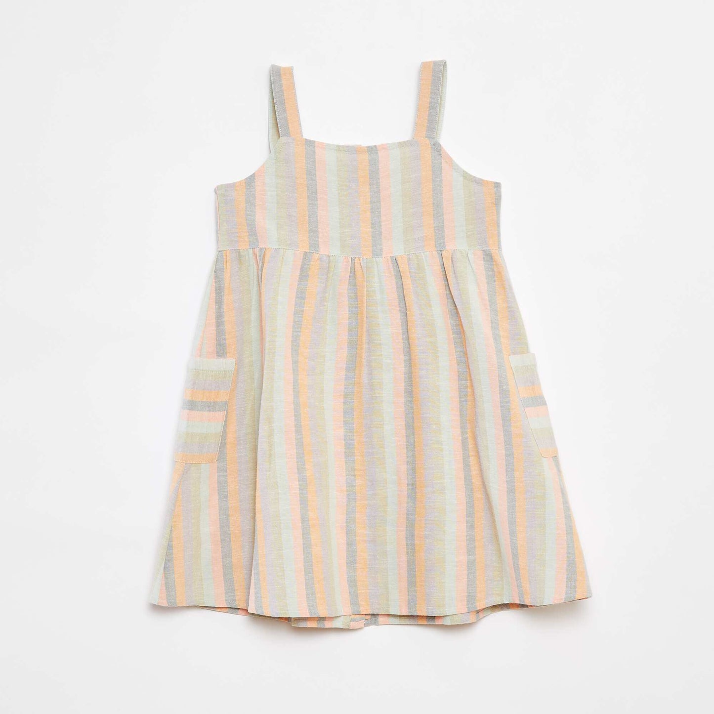 Robe en lin mélangé à ouverture boutonnée VERT