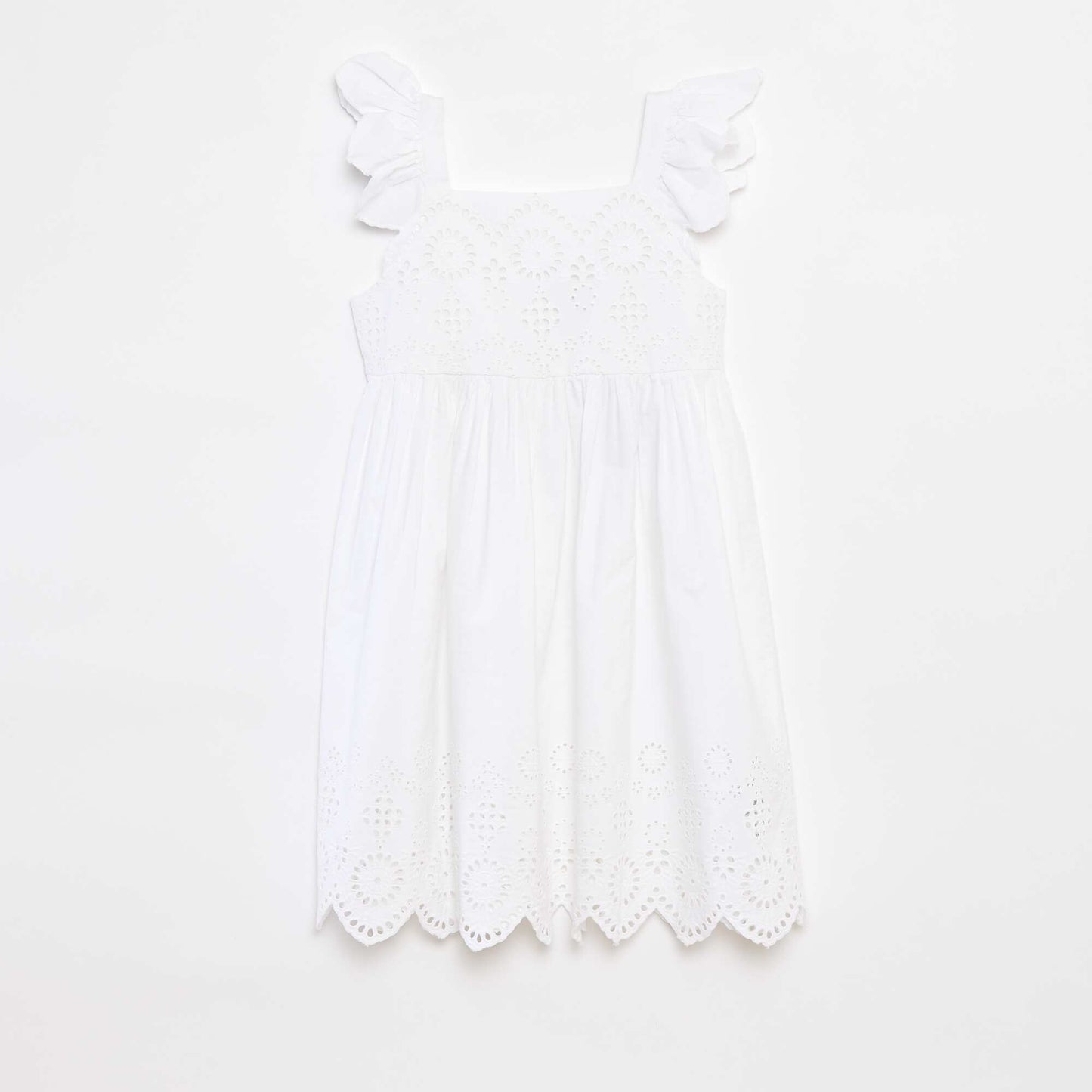 Robe en popeline avec broderie anglaise BLANC