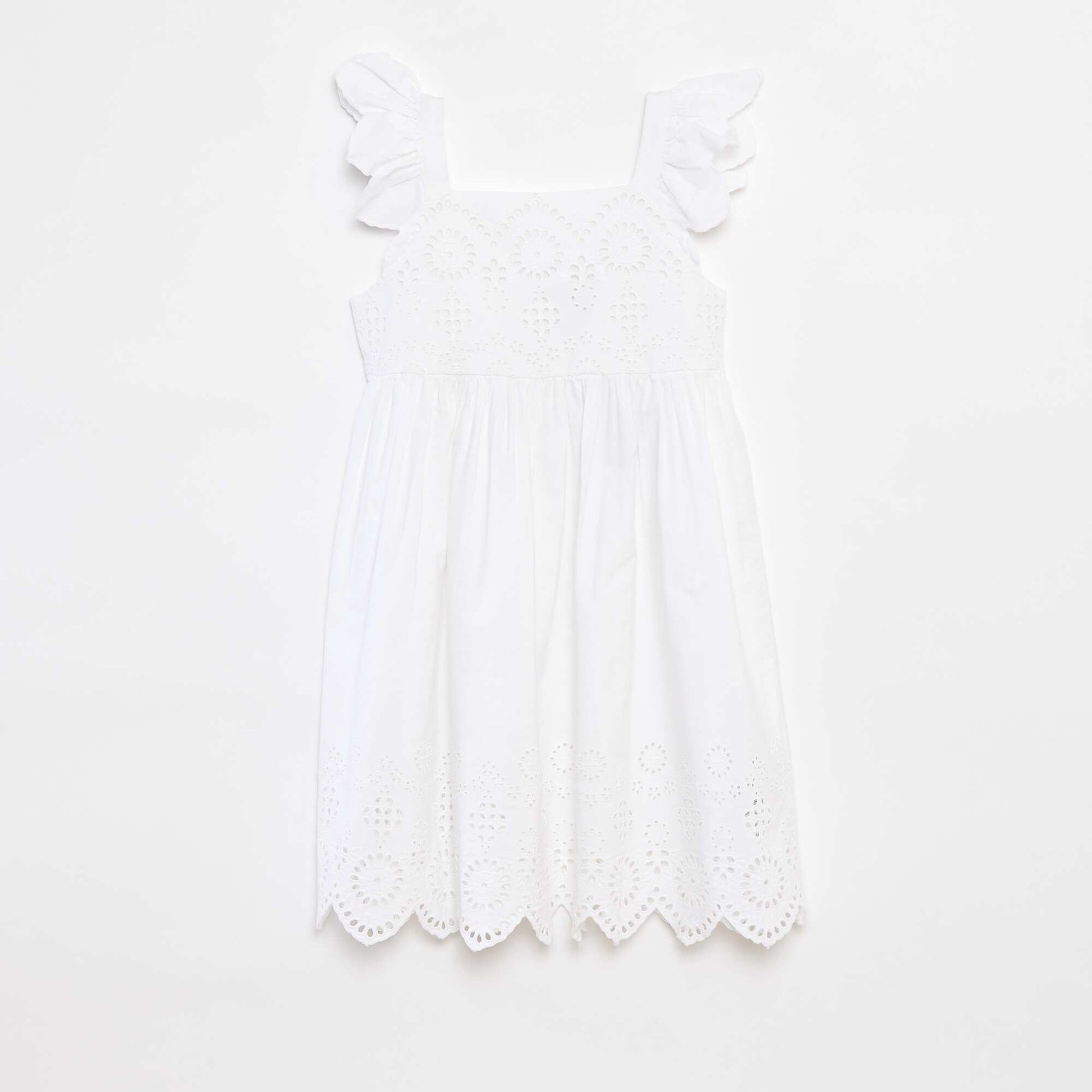Robe en popeline avec broderie anglaise BLANC