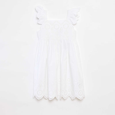 Robe en popeline avec broderie anglaise BLANC