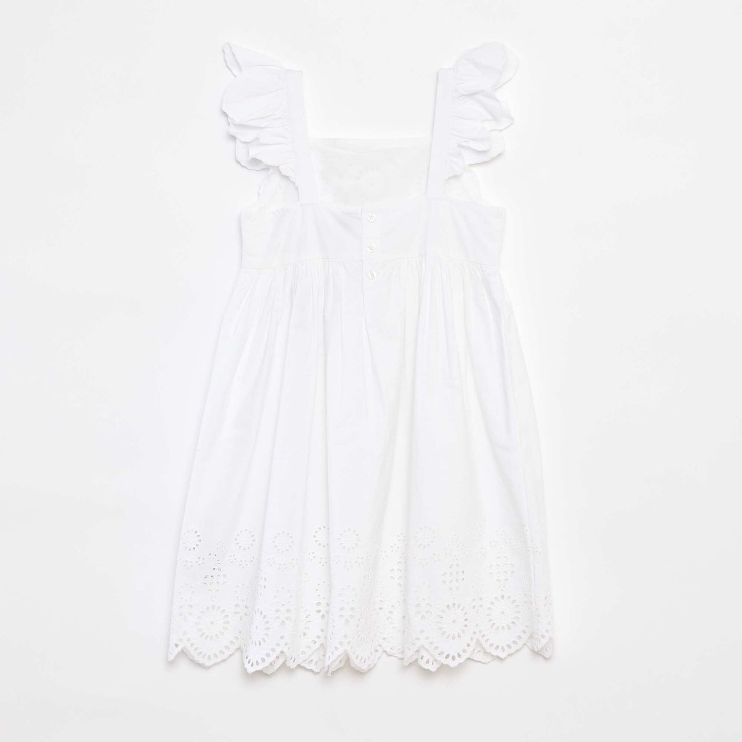 Robe en popeline avec broderie anglaise BLANC