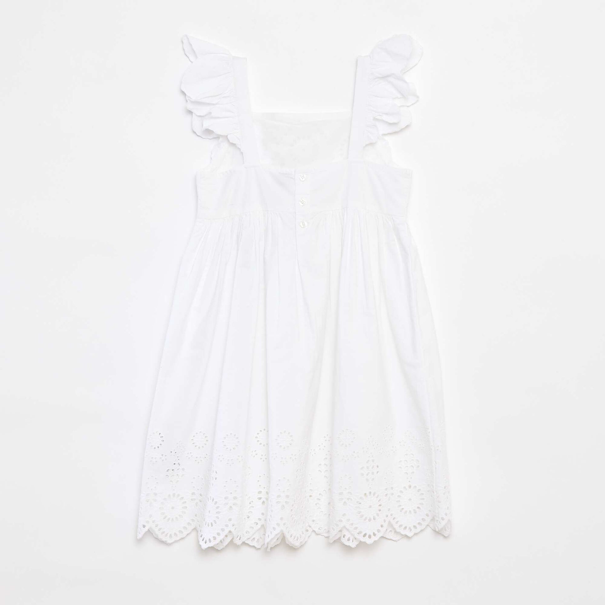 Robe en popeline avec broderie anglaise BLANC