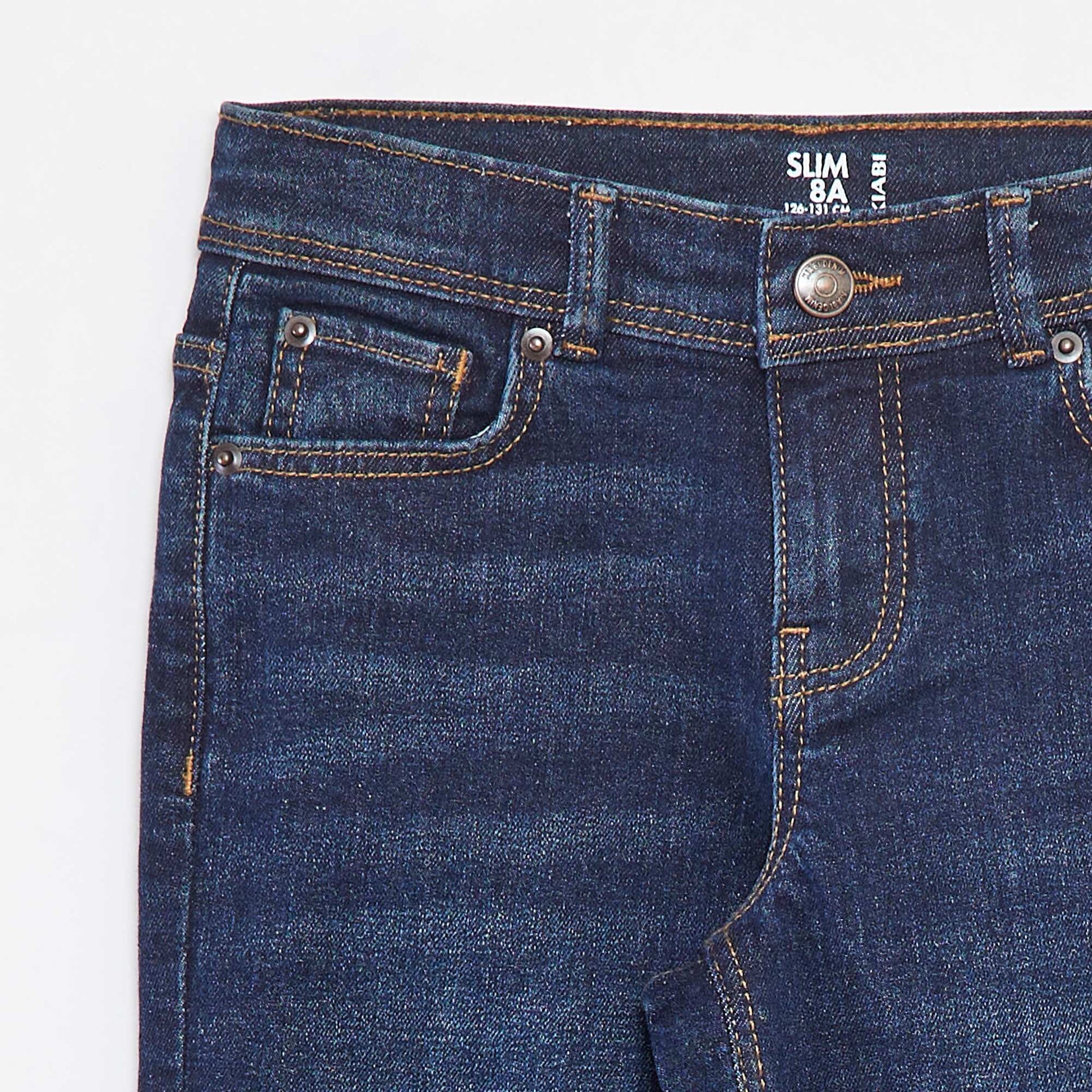 Jean slim avec taille ajustable BLEU
