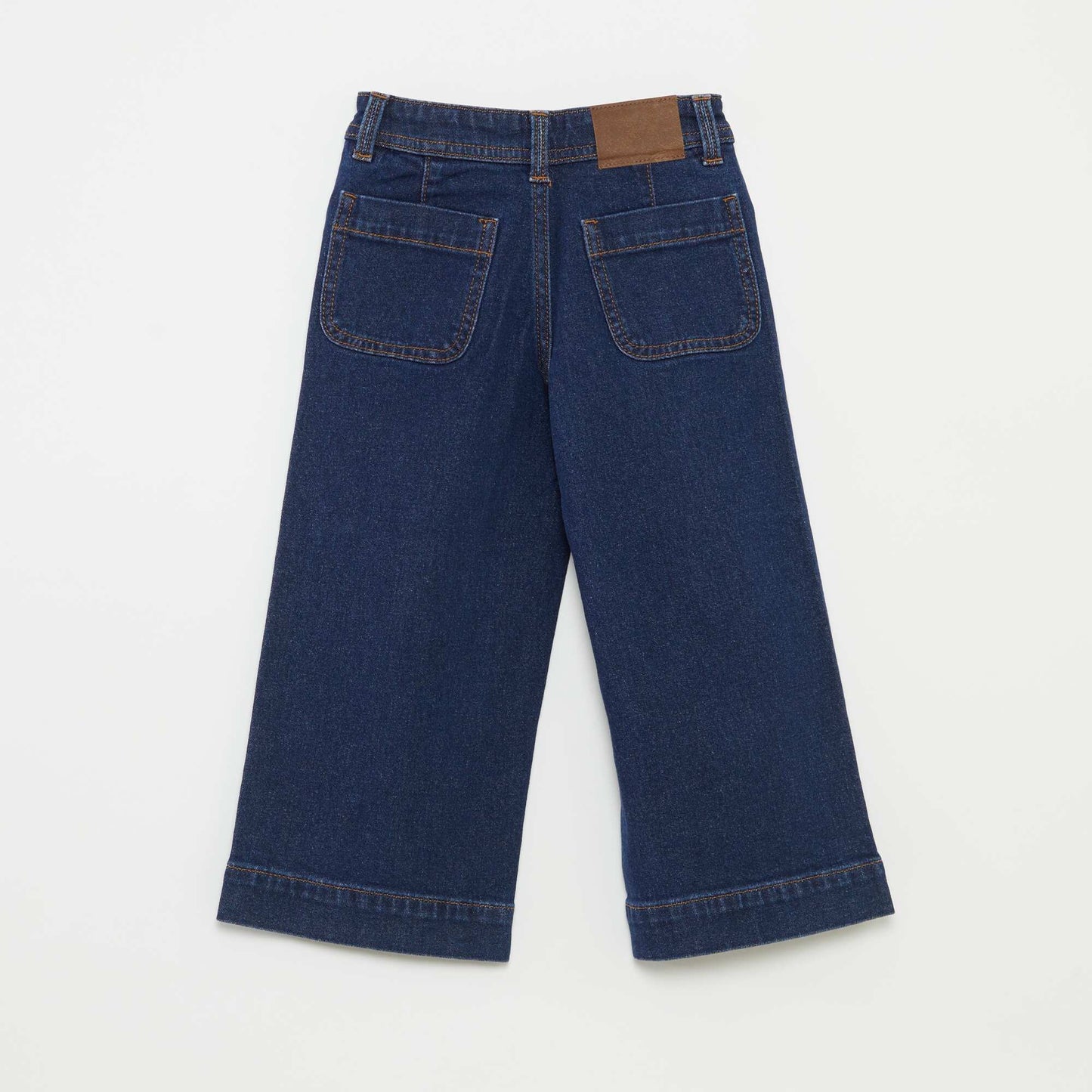Pantalon wide leg cropped en denim BLEU