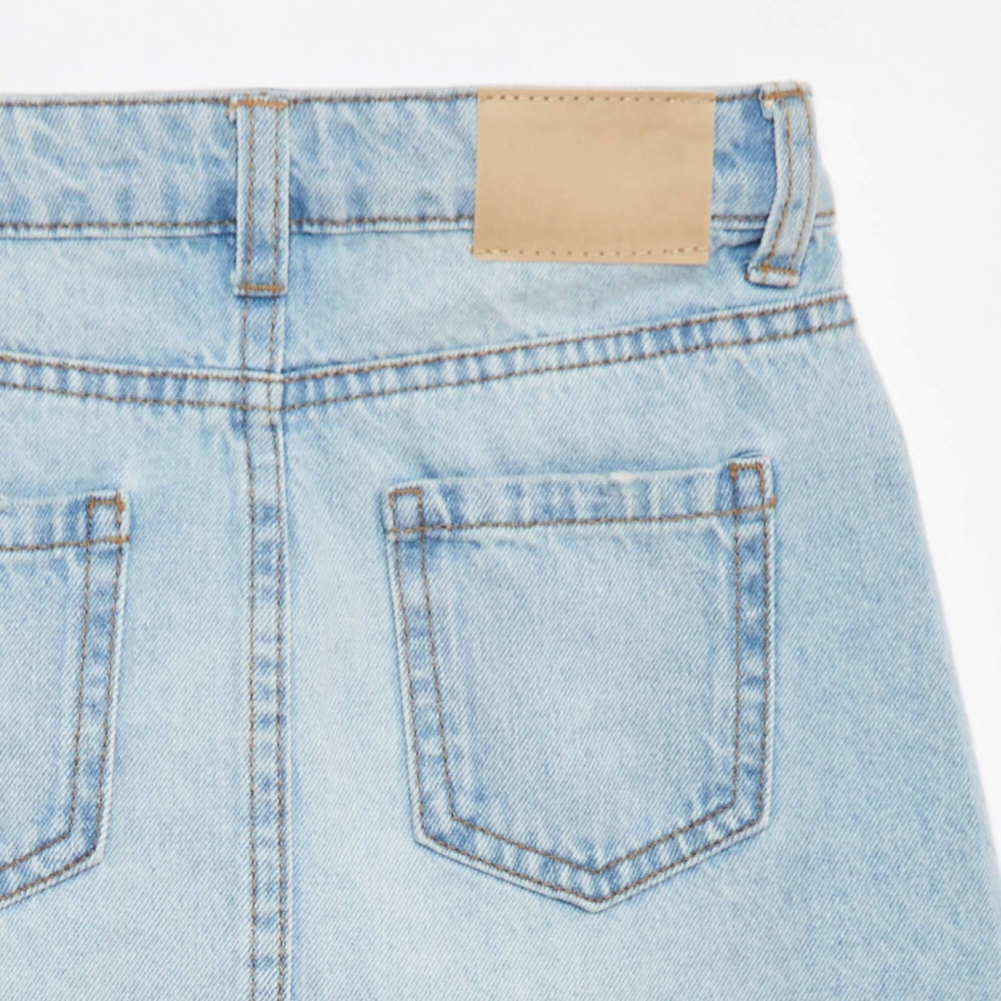 Jupe courte en denim unie coupe à cru BLEU