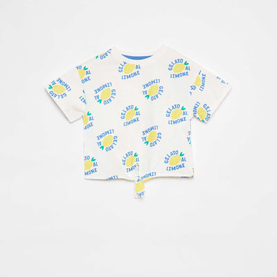 T-shirt imprimé  avec base à nouer BLANC