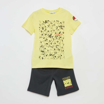 Ensemble t-shirt + short 'Pokemon' - 2 pièces JAUNE