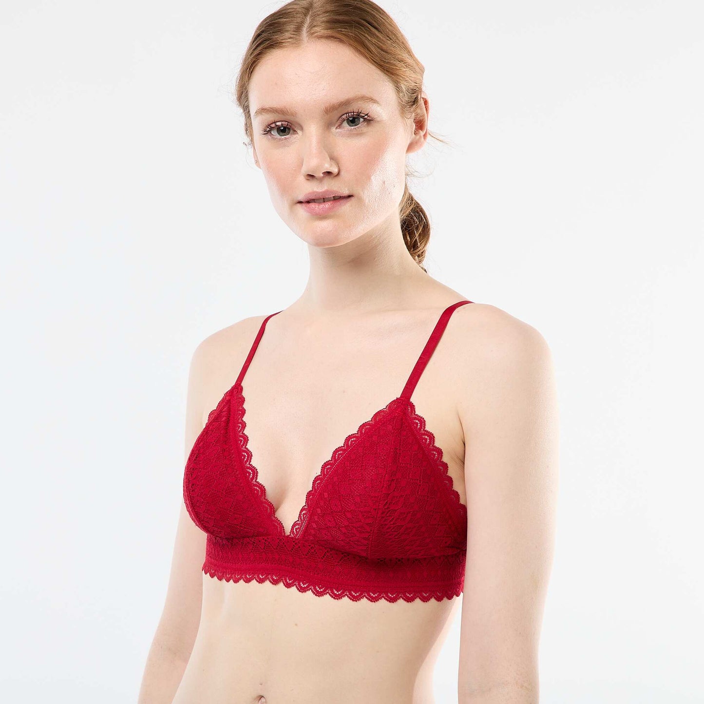 Soutien-gorge triangle en dentelle ROUGE