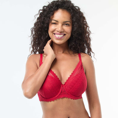 Soutien-gorge corbeille emboîtant en dentelle ROUGE
