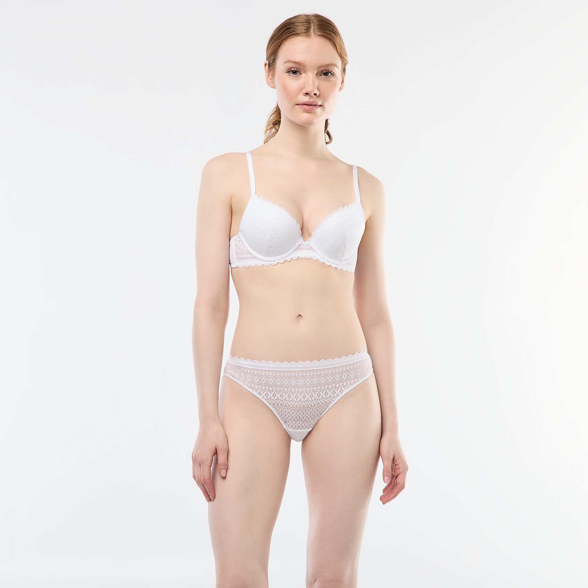 Soutien-gorge push-up en dentelle BLANC