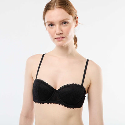 Soutien-gorge balconnet en dentelle NOIR
