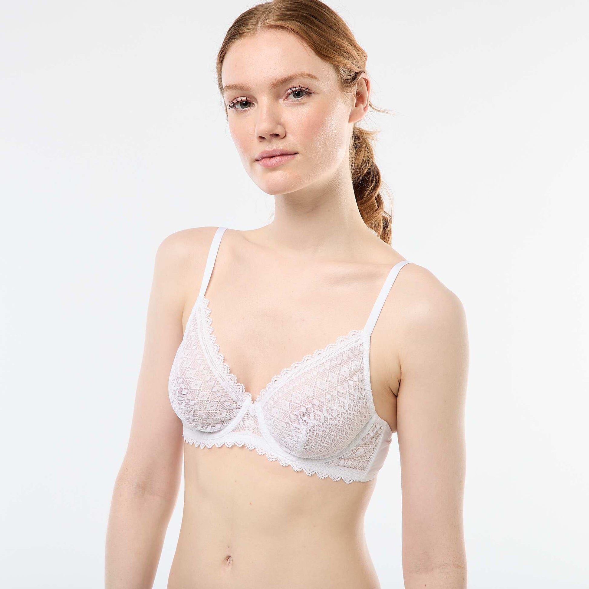 Soutien-gorge en dentelle transparente BLANC
