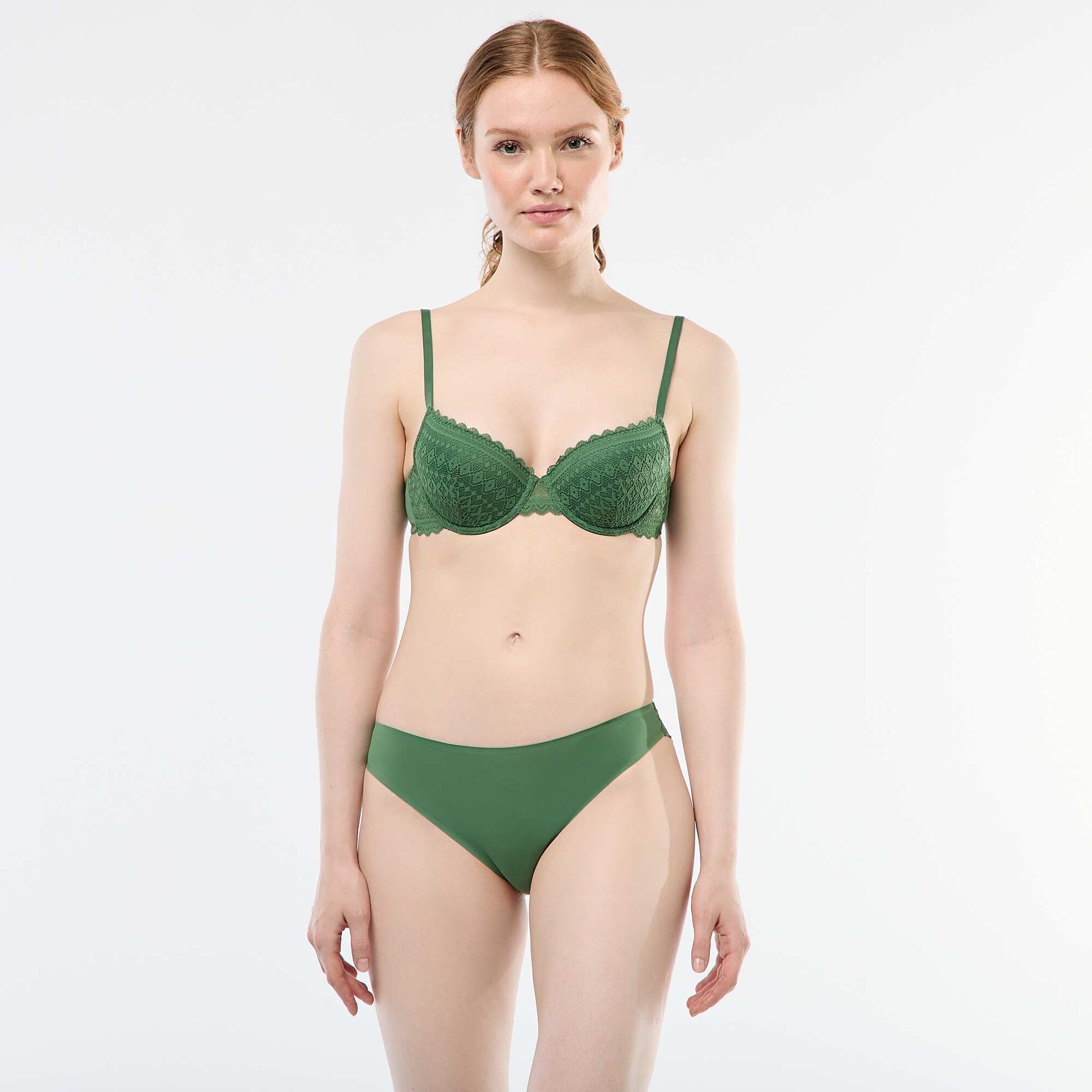 Culotte en microfibre et en dentelle VERT