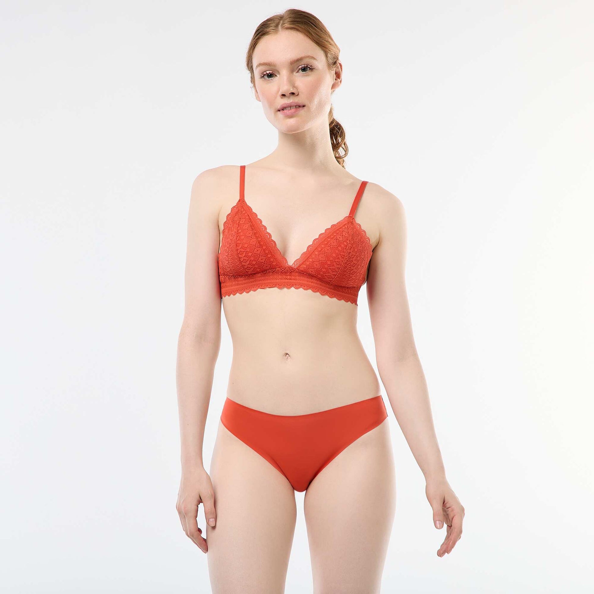 Culotte en microfibre et en dentelle ORANGE