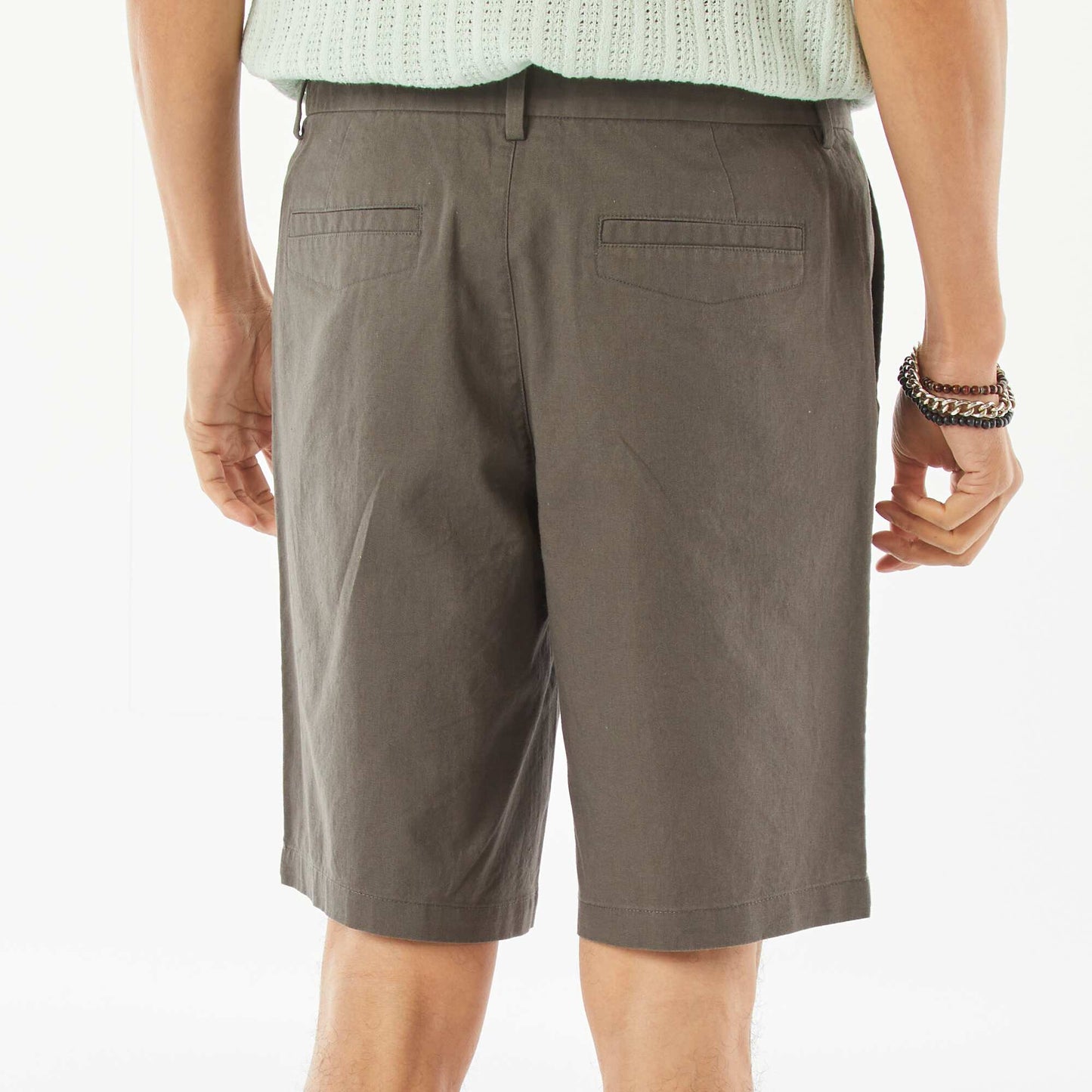 Bermuda chino en lin mélangé KAKI