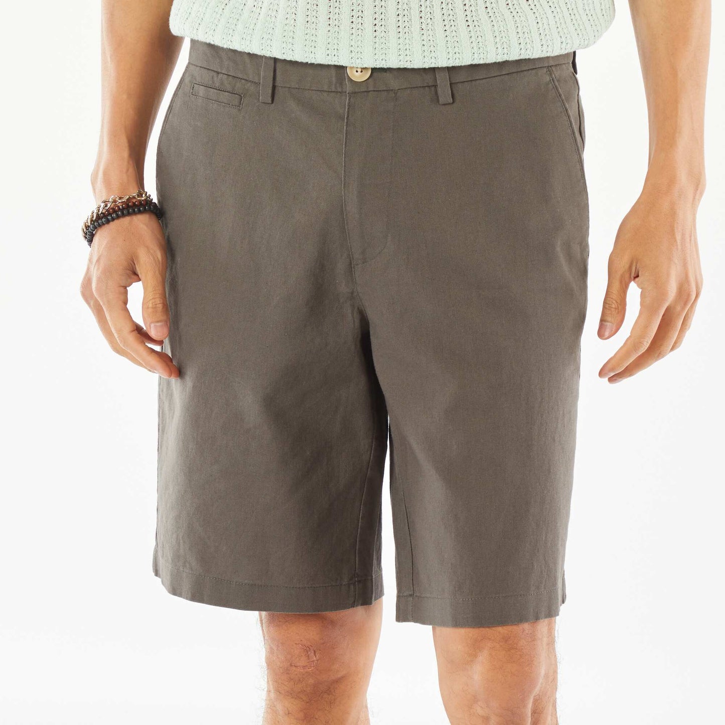 Bermuda chino en lin mélangé KAKI