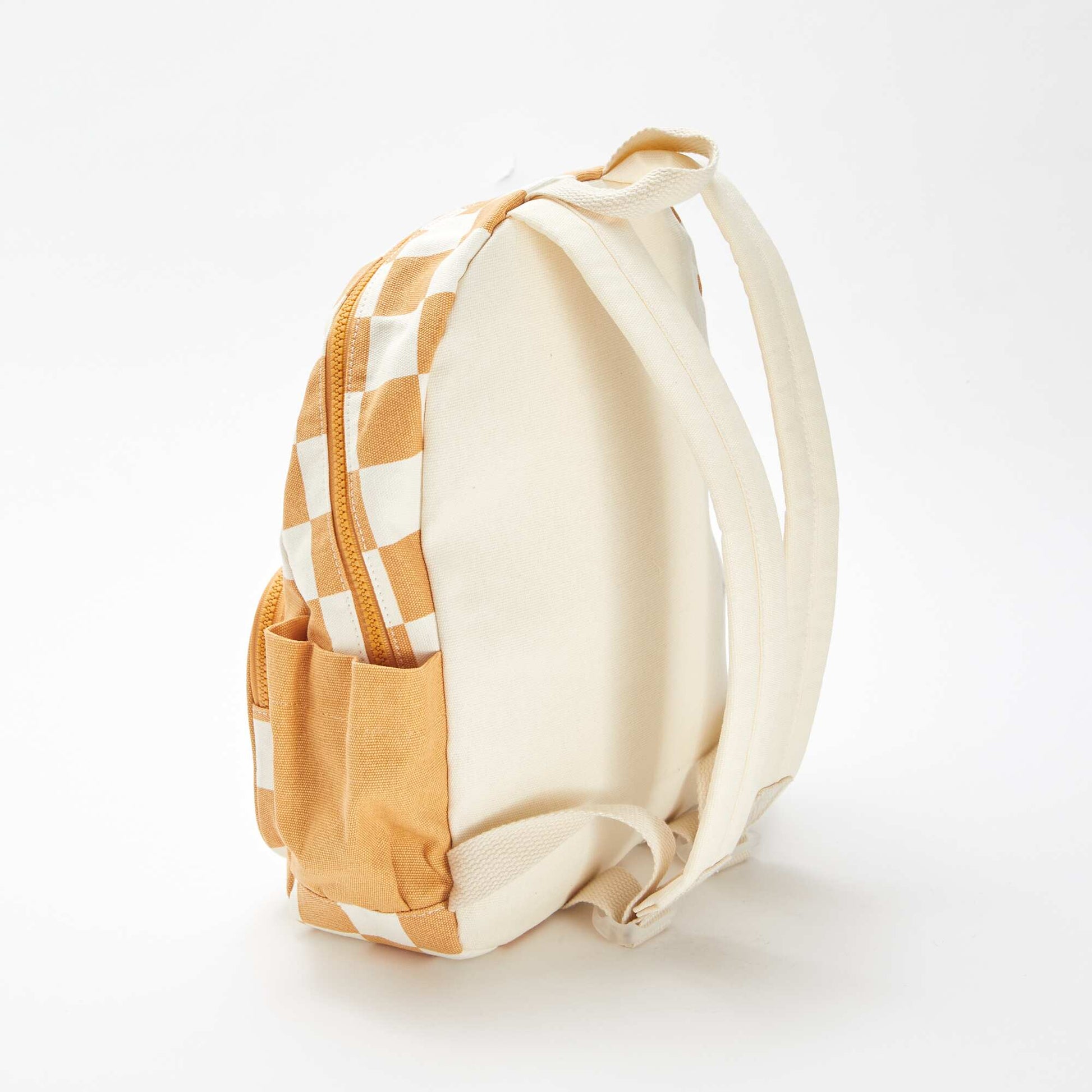 Sac à dos à carreaux avec  compartiments JAUNE
