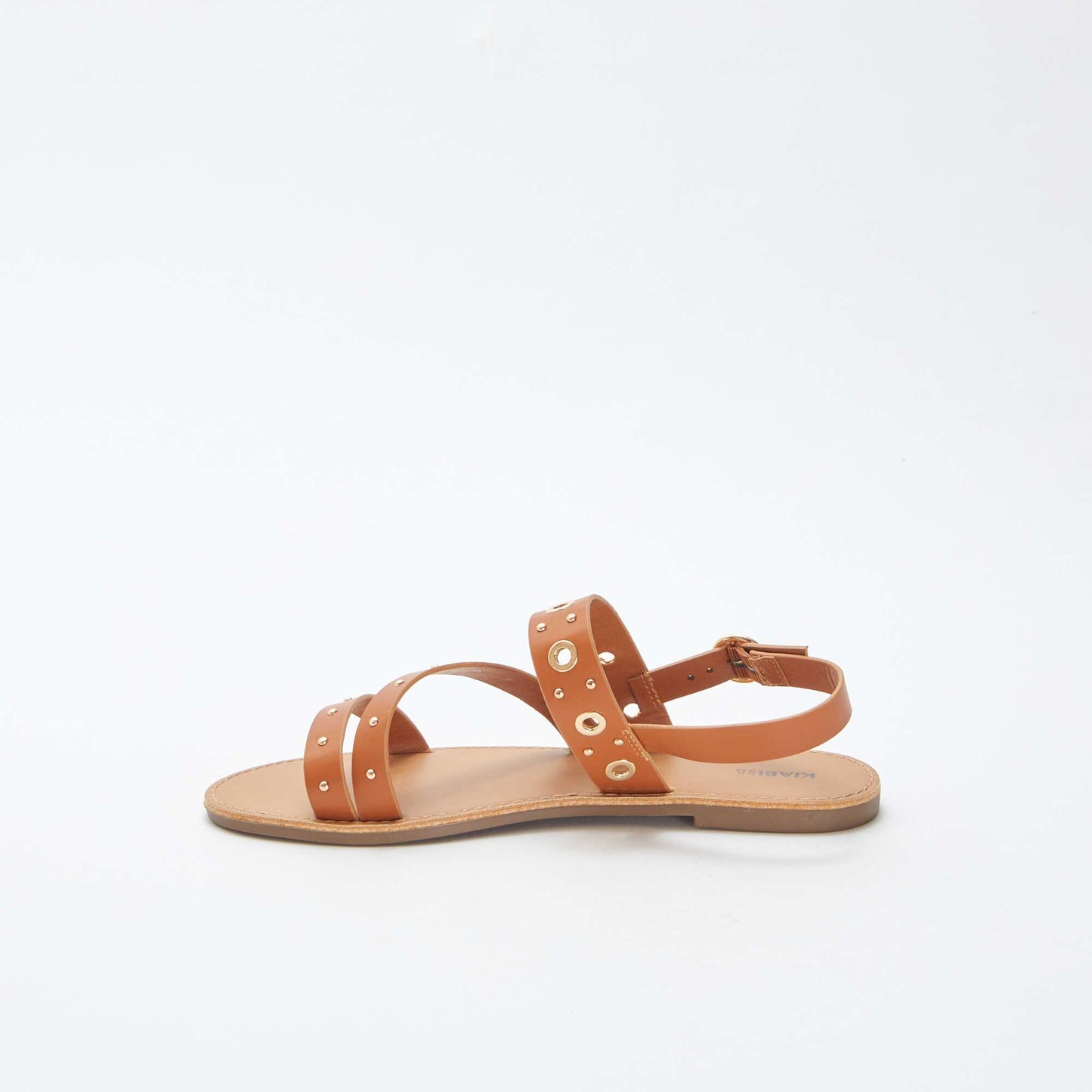 Sandales unies à brides cloutées MARRON