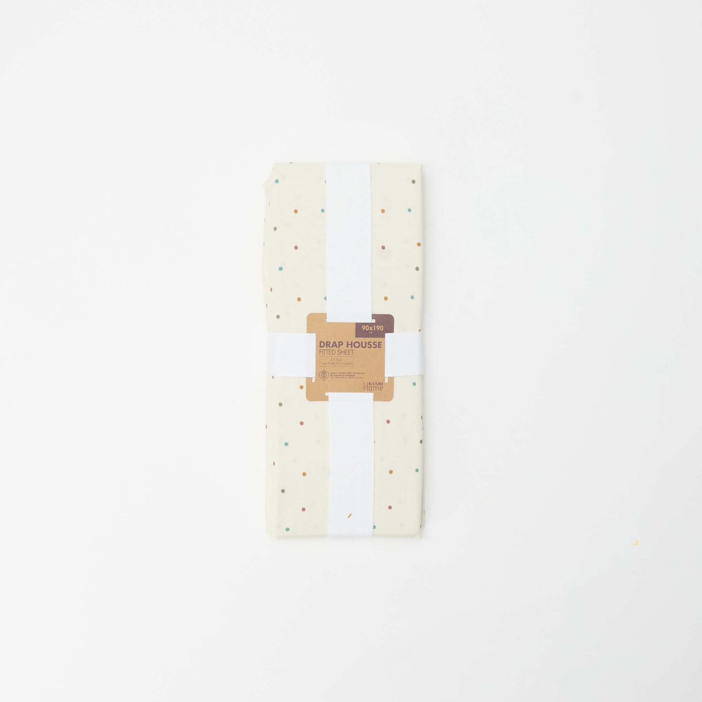 Drap housse 1 personnes 90 x 190 en coton - Kiabi Home BEIGE à POIS