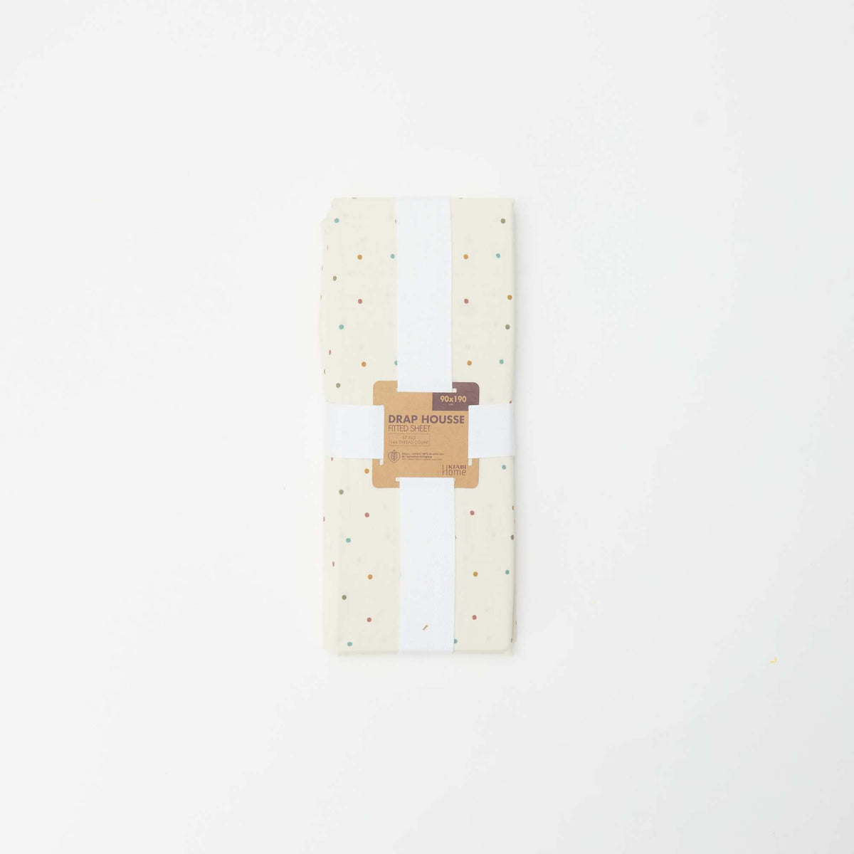 Drap housse 1 personnes 90 x 190 en coton - Kiabi Home BEIGE à POIS
