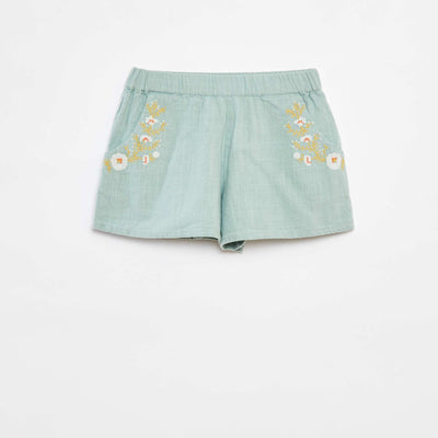 Short léger avec broderies et 2 poches VERT