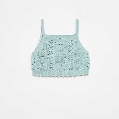 Top uni en crochet VERT