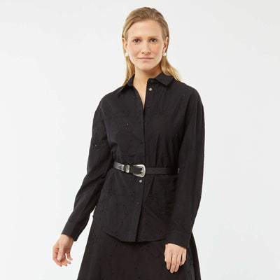 Chemise avec broderies anglaises NOIR